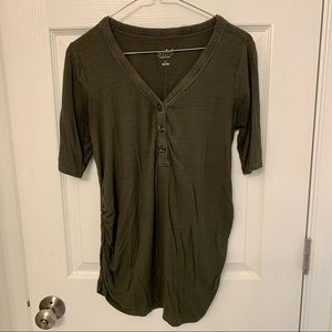 Isabel Maternity Green Ribbed Henley